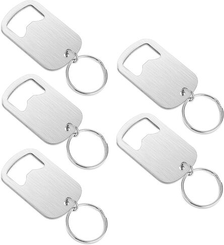 5Pcs Flat Keychain Bottle Opener for Men, Stainless Steel Beer Bottle Opener Keychain, Pocket Small Bottle Can Opener Keychain, Bottle Cap Opener Key Chain for Bar Restaurant Party (Silver) in Saudi Arabia