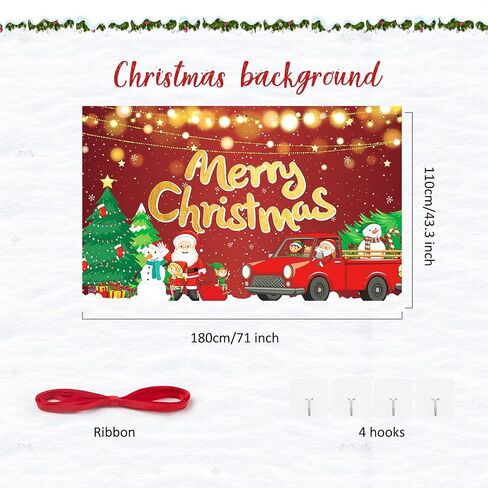 Techops Merry Christmas Banner, Red Green Banner Christmas Large Santa Claus Christmas Garland Merry Christmas Background Banner Decor for New Year Party (lightstrip) in Saudi Arabia