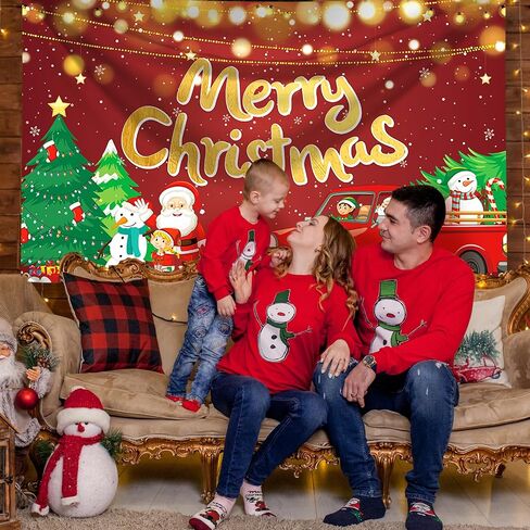 Techops Merry Christmas Banner, Red Green Banner Christmas Large Santa Claus Christmas Garland Merry Christmas Background Banner Decor for New Year Party (lightstrip) in Saudi Arabia