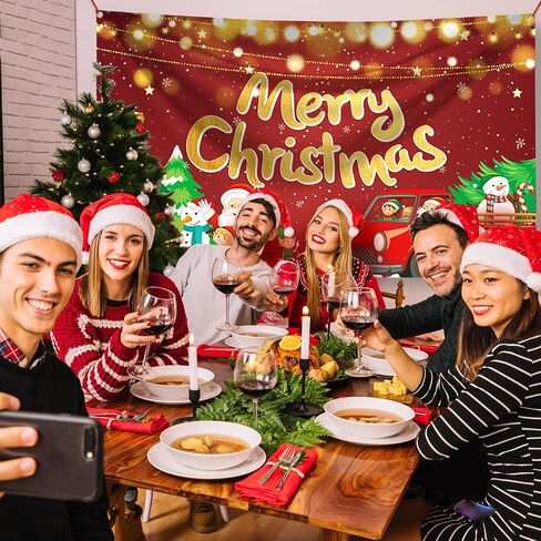 Techops Merry Christmas Banner, Red Green Banner Christmas Large Santa Claus Christmas Garland Merry Christmas Background Banner Decor for New Year Party (lightstrip) in Saudi Arabia
