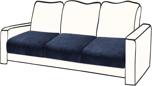 Couch Covers for 3 Cushion Couch Sofa Velvet 3-Piece Seat Cushion Cover Stretch Sofa Covers Separated Sectional Sofa Slipcovers Furniture Protector (3-Seater or Backrest, Navy) in Kuwait