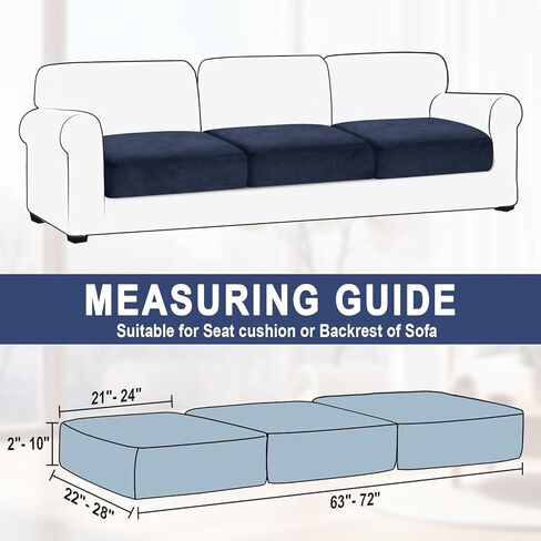 Couch Covers for 3 Cushion Couch Sofa Velvet 3-Piece Seat Cushion Cover Stretch Sofa Covers Separated Sectional Sofa Slipcovers Furniture Protector (3-Seater or Backrest, Navy) in Kuwait
