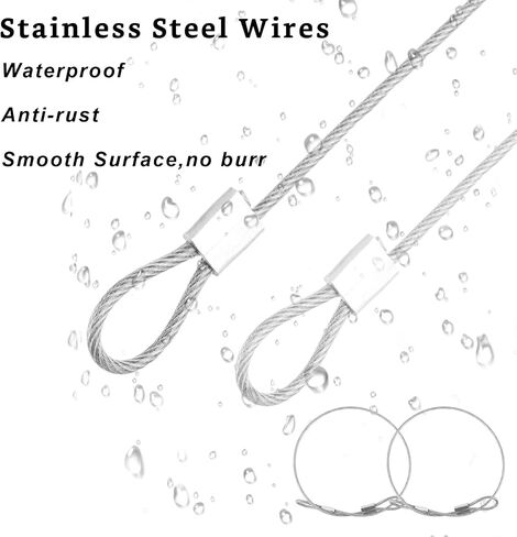 Acrux7 1/8 inch Stainless Steel Cable with Loops 12 PCS 20 Inch Vinyl Coated Wire Cable Rope 3mm Thick Travel Anti Theft Steel Cable with Crimps Ferrules for Luggage, Bike Securing, Yard Hanging in Saudi Arabia