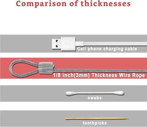 Acrux7 1/8 inch Stainless Steel Cable with Loops 12 PCS 20 Inch Vinyl Coated Wire Cable Rope 3mm Thick Travel Anti Theft Steel Cable with Crimps Ferrules for Luggage, Bike Securing, Yard Hanging in Saudi Arabia