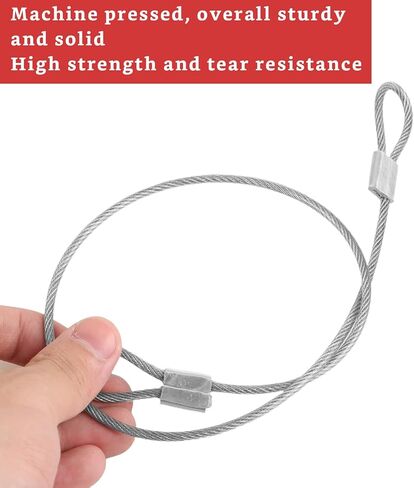 Acrux7 1/8 inch Stainless Steel Cable with Loops 12 PCS 20 Inch Vinyl Coated Wire Cable Rope 3mm Thick Travel Anti Theft Steel Cable with Crimps Ferrules for Luggage, Bike Securing, Yard Hanging in Saudi Arabia