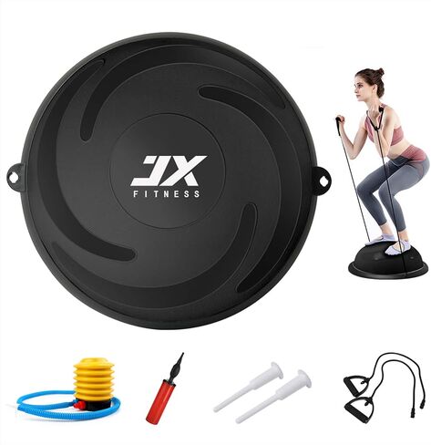 JX FITNESS 58cm Balance Half Ball Trainer, Stability Exercise Yoga Half Ball with Resistance Bands & Pump - Improve Core and Ab Strength with Full Body Home Gym Workouts Or Fitness Training in Saudi Arabia