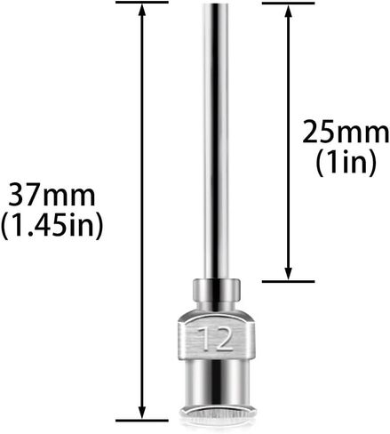 12IN1 إبرة مسطحة صناعية من الفولاذ المقاوم للصدأ، إبرة توزيع معدنية كاملة، موزع حقنة، إبر حادة (8/10/11/12/13/14/15/16/17/18/19/20 جم) in Kuwait