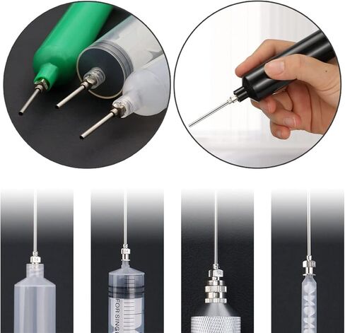 12IN1 إبرة مسطحة صناعية من الفولاذ المقاوم للصدأ، إبرة توزيع معدنية كاملة، موزع حقنة، إبر حادة (8/10/11/12/13/14/15/16/17/18/19/20 جم) in Kuwait