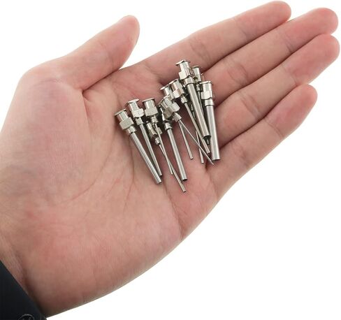 12IN1 إبرة مسطحة صناعية من الفولاذ المقاوم للصدأ، إبرة توزيع معدنية كاملة، موزع حقنة، إبر حادة (8/10/11/12/13/14/15/16/17/18/19/20 جم) in Kuwait