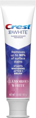 معجون أسنان كريست 3D جلاموروس وايت، تبييض آمن للمينا، 3.8 أونصة (107 جم) - عبوة من قطعتين in Kuwait