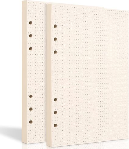 ورق شبكي منقط A5، 6 فتحات مثقوبة، ورق إعادة تعبئة منقط A5 لمخطط/مجلدات/منظم Filofax، 8.3 × 5.6 بوصة، 80 ورقة، بيج، 100 جرام في المتر المربع (1) in Kuwait