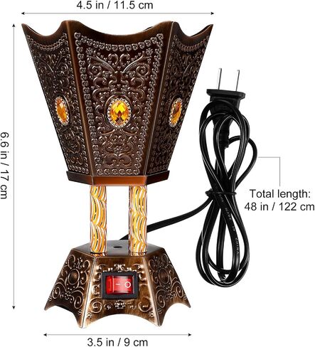 Electric Incense Burner, Metal Bakhoor Burner Middle Eastern Style Electric Censer Tabletop Incense Burner for Yoga Home Office Spa Decor Copper in Saudi Arabia