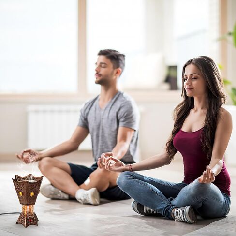 Electric Incense Burner, Metal Bakhoor Burner Middle Eastern Style Electric Censer Tabletop Incense Burner for Yoga Home Office Spa Decor Copper in Saudi Arabia