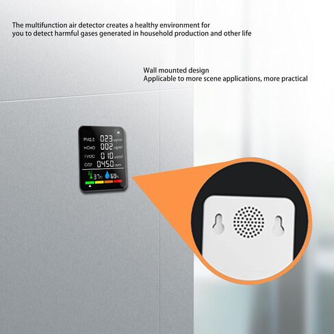 Multifunctional 6 in 1,plplaaoo Air Quality Monitor, CO2 Meter Air Quality Monitor, Detector Temperature and Humidity Indoor, PM2.5 TVOC HCHO Detector USB Charging(¡ã¡Á¨¦?), co2 monitor meter in air in Saudi Arabia
