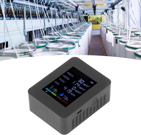 Multifunctional 6 in 1,plplaaoo Air Quality Monitor, CO2 Meter Air Quality Monitor, Detector Temperature and Humidity Indoor, PM2.5 TVOC HCHO Detector USB Charging(¡ã¡Á¨¦?), co2 monitor meter in air in Saudi Arabia