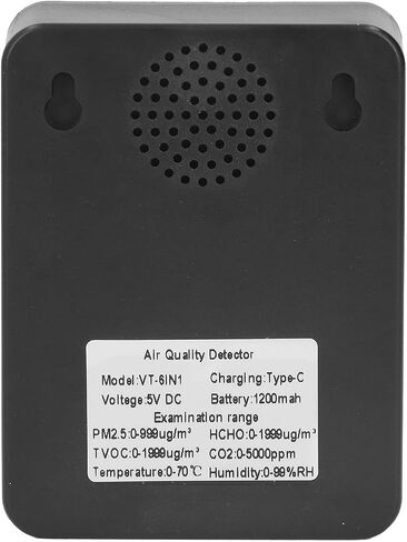 Multifunctional 6 in 1,plplaaoo Air Quality Monitor, CO2 Meter Air Quality Monitor, Detector Temperature and Humidity Indoor, PM2.5 TVOC HCHO Detector USB Charging(¡ã¡Á¨¦?), co2 monitor meter in air in Saudi Arabia