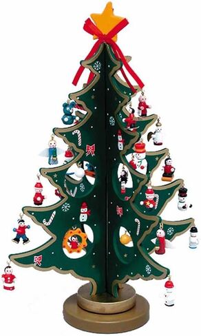 Kurt Adler Tree with Miniature Wooden Ornament, Multi Color 11.75in in Saudi Arabia