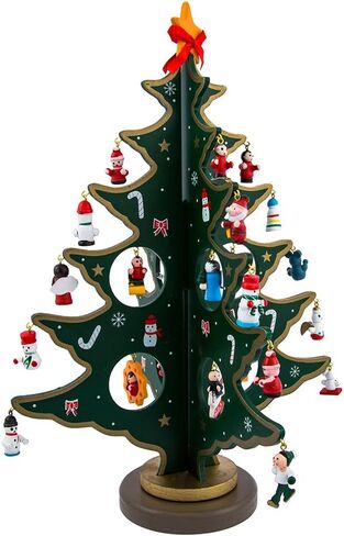 Kurt Adler Tree with Miniature Wooden Ornament, Multi Color 11.75in in Saudi Arabia