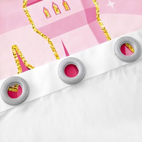 Princess Theme Window Drapes for Kids Girls Bedroom,Pink Castle Dreamy Window Treatments Microfiber Polyester 42Wx63L Inches,Flowers Garden Fairy Tale Window Curtains (Not Blackout) in Kuwait