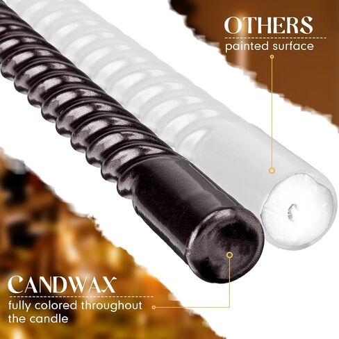MTLEE Set of 48 Valentine's Day Dripless Taper Candles 10 Inch Candles Unscented Tall Candles Long Burning Wax Spiral Candlesticks for Rituals Dinner Party Wedding Decor(Black, Spiral) in Saudi Arabia
