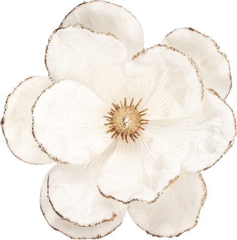 KI Store Christmas Tree Poinsettia Flower Cream White Velvet Magnolia Artificial Floral Ornaments Pack of 6 for Christmas Tree Decoration Wedding Centerpiece in Saudi Arabia
