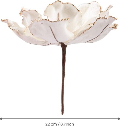 KI Store Christmas Tree Poinsettia Flower Cream White Velvet Magnolia Artificial Floral Ornaments Pack of 6 for Christmas Tree Decoration Wedding Centerpiece in Saudi Arabia
