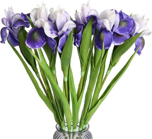 Iris Flowers Artificial Flowers 6 PCS Real Touch Flowers 23.22 in Long Stems Flowers Purple Iris Artificial Flowers for Wedding Bridal Home Kitchen Party Décor(Purple) in Saudi Arabia