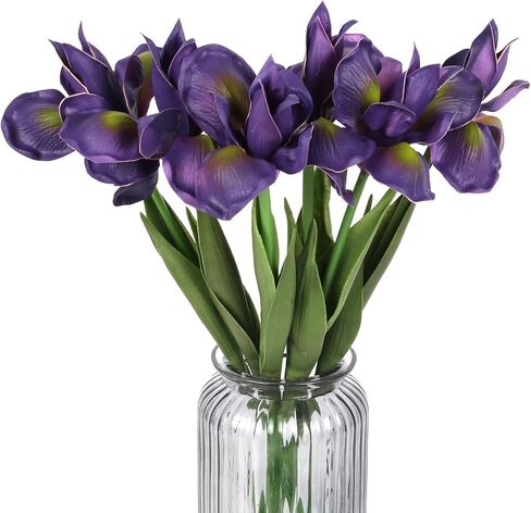 Iris Flowers Artificial Flowers 6 PCS Real Touch Flowers 23.22 in Long Stems Flowers Purple Iris Artificial Flowers for Wedding Bridal Home Kitchen Party Décor(Purple) in Saudi Arabia