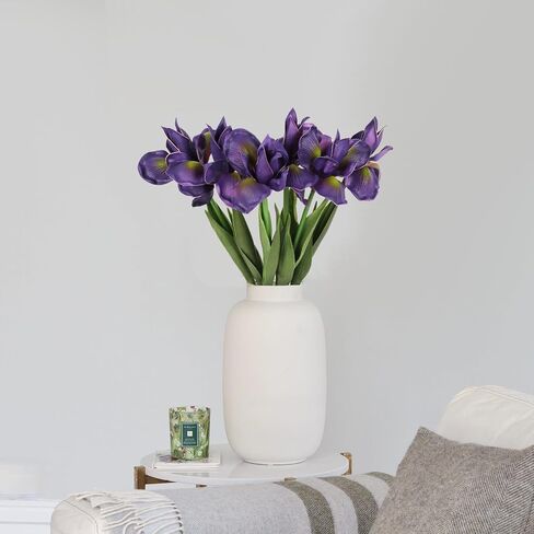Iris Flowers Artificial Flowers 6 PCS Real Touch Flowers 23.22 in Long Stems Flowers Purple Iris Artificial Flowers for Wedding Bridal Home Kitchen Party Décor(Purple) in Saudi Arabia