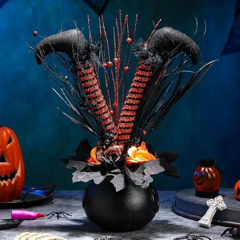 Amyhill Halloween الديكور الجدول زهرة اصطناعية بريق هالوين الساحرة التمهيد ديكور الطاولة المركزية القدور وهمية الزهور هالوين منزل مسكون ديكور لديكور المنزل الطرف 13 × 15.7 بوصة in Saudi Arabia