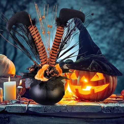 Amyhill Halloween الديكور الجدول زهرة اصطناعية بريق هالوين الساحرة التمهيد ديكور الطاولة المركزية القدور وهمية الزهور هالوين منزل مسكون ديكور لديكور المنزل الطرف 13 × 15.7 بوصة in Saudi Arabia