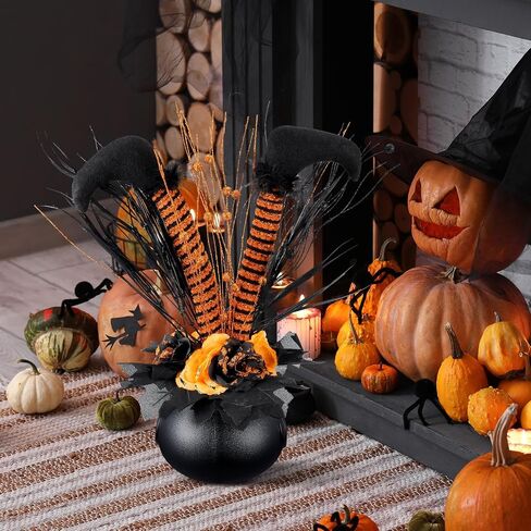 Amyhill Halloween الديكور الجدول زهرة اصطناعية بريق هالوين الساحرة التمهيد ديكور الطاولة المركزية القدور وهمية الزهور هالوين منزل مسكون ديكور لديكور المنزل الطرف 13 × 15.7 بوصة in Saudi Arabia