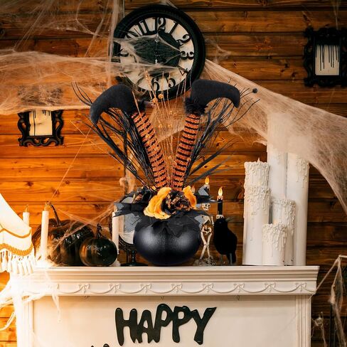 Amyhill Halloween الديكور الجدول زهرة اصطناعية بريق هالوين الساحرة التمهيد ديكور الطاولة المركزية القدور وهمية الزهور هالوين منزل مسكون ديكور لديكور المنزل الطرف 13 × 15.7 بوصة in Saudi Arabia