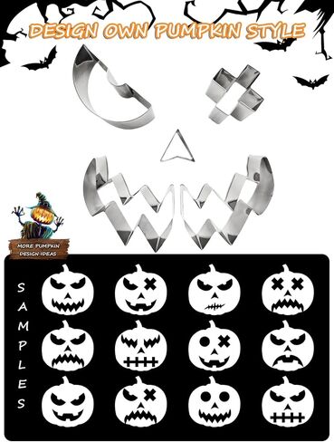 مجموعة نحت اليقطين للهالوين 12 قطعة من أدوات نحت اليقطين سهلة احترافية لنحت اليقطين وقواطع البسكويت استنسل للعائلة والكبار in Kuwait