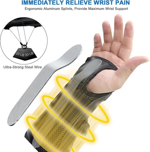 Wrist Brace for Carpal Tunnel, Adjustable Night Wrist Support Brace, Fits Left & Right Hand, Hand Support for Men and Women for Arthritis, Tendonitis, Sprain, Injuries, Wrist Pain in Saudi Arabia