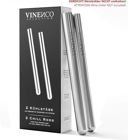 Wine Chiller Set & Chill Rods + Foil Cutter, Stopper, Ebook - Premium 3in1 Stainless Steel Bottle Cooler Stick, Decanting Aerator & Drip-Free Pourer | Bar Gift Men Women – 2 Extra Chill Rods in Saudi Arabia