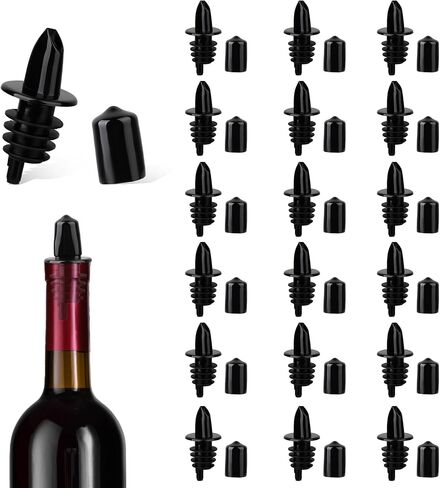 36 Pcs Liquor Bottle Pourers Plastic, Liquor Pour Spout Covers Bottle Pourers Syrup Liquor Bottle Pourers With Dust Cap Covers, Pourers Dispenser Accessories Pourer Bottle Spout For Drinks (Black) in Saudi Arabia
