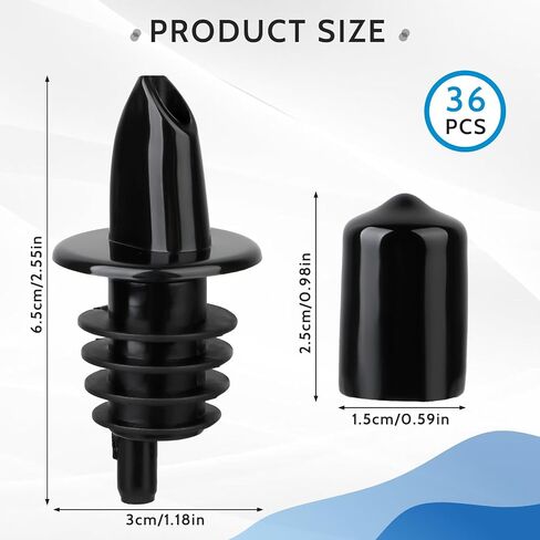 36 Pcs Liquor Bottle Pourers Plastic, Liquor Pour Spout Covers Bottle Pourers Syrup Liquor Bottle Pourers With Dust Cap Covers, Pourers Dispenser Accessories Pourer Bottle Spout For Drinks (Black) in Saudi Arabia