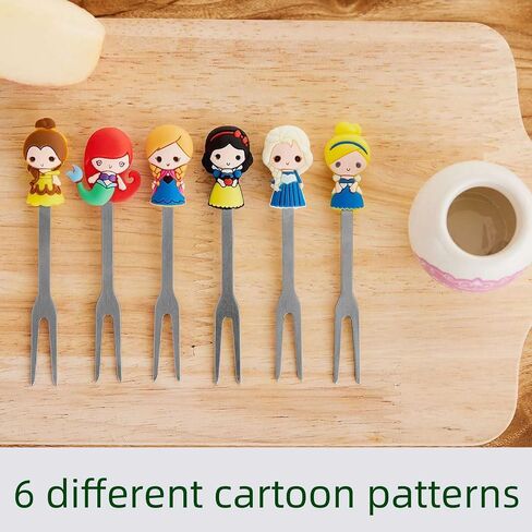 Fruit Fork, Cute Set of 6 Fruit Forks with Holder Stainless Steel Food Pick Forks for Kids Home (fairy princess) in Saudi Arabia