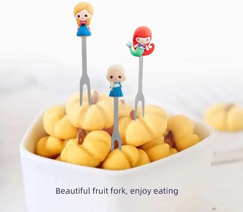 Fruit Fork, Cute Set of 6 Fruit Forks with Holder Stainless Steel Food Pick Forks for Kids Home (fairy princess) in Saudi Arabia