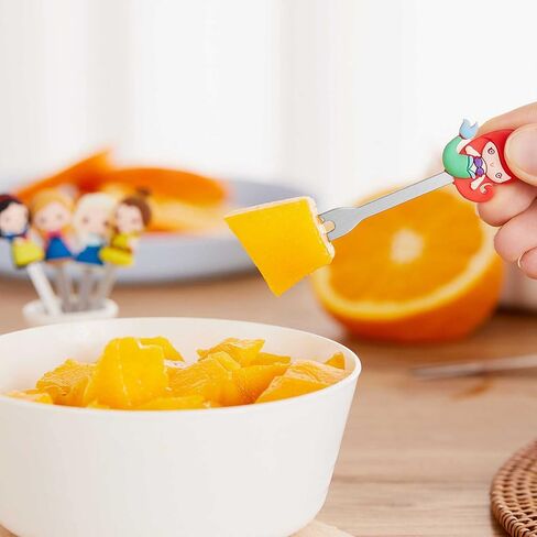 Fruit Fork, Cute Set of 6 Fruit Forks with Holder Stainless Steel Food Pick Forks for Kids Home (fairy princess) in Saudi Arabia