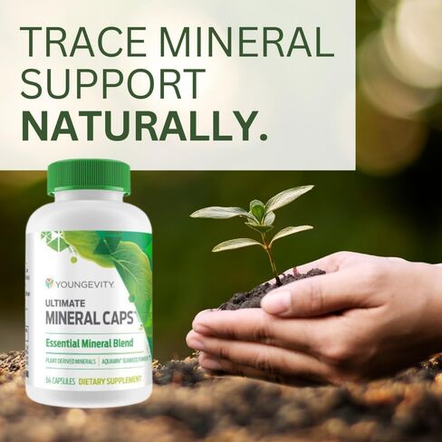 Youngevity Ultimate Mineral Caps™ - 70+ Essential Full Spectrum Trace Minerals - Nutrient-Dense, Derived from Humic & Aquamin Seaweed (64 Capsule) in Saudi Arabia