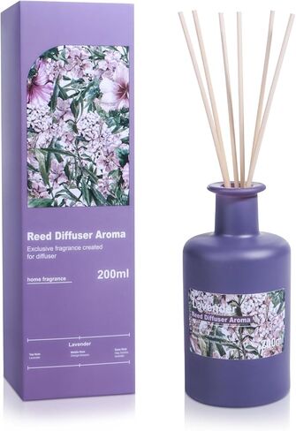 Reed Diffuser Set - Tuberose Essential Oil, 200ml/6.8fl oz Orange Blossom Floral Aroma Scented Oil, Sandalwood Aroma Aromatherapy, Home Fragrance with Rattan Sticks for Room Decor in Kuwait