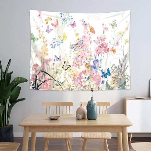 yeldeer الوردي الأزهار نسيج الجدار شنقا غرفة النوم الجمالية، المائية زهرة النبات فراشة الربيع نسيج الجدار لمكتب غرفة المعيشة كلية النوم ديكور المنزل (60 "× 50") in Kuwait