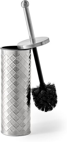 AMG Bath Collection AMG Toilet Brush and Holder, Rustproof Stainless Steel Toilet Bowl Brushes for Bathroom with Inflexible Bristles (Chrome (Tonal Squares)) in Saudi Arabia