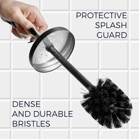 AMG Bath Collection AMG Toilet Brush and Holder, Rustproof Stainless Steel Toilet Bowl Brushes for Bathroom with Inflexible Bristles (Chrome (Tonal Squares)) in Saudi Arabia