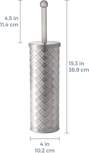 AMG Bath Collection AMG Toilet Brush and Holder, Rustproof Stainless Steel Toilet Bowl Brushes for Bathroom with Inflexible Bristles (Chrome (Tonal Squares)) in Saudi Arabia