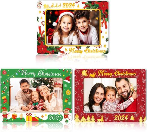 Qunclay 3 Pcs 2024 Christmas Picture Frame Christmas Photo Frame Ornaments 4x6 Inch Wooden Frame Ornaments Gift for Christmas Home Table Decorative Xmas Holiday Gift in Saudi Arabia