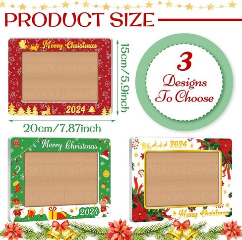 Qunclay 3 Pcs 2024 Christmas Picture Frame Christmas Photo Frame Ornaments 4x6 Inch Wooden Frame Ornaments Gift for Christmas Home Table Decorative Xmas Holiday Gift in Saudi Arabia