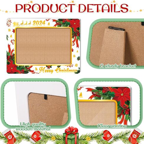 Qunclay 3 Pcs 2024 Christmas Picture Frame Christmas Photo Frame Ornaments 4x6 Inch Wooden Frame Ornaments Gift for Christmas Home Table Decorative Xmas Holiday Gift in Saudi Arabia